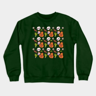 Halloween  - Pattern - Pumpkin, spooky, zombi, boo , pumpkin, candy, poison, bones Crewneck Sweatshirt